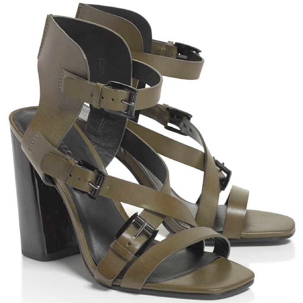 Rebecca Minkoff Pip Leather Wood Heeled Sandal